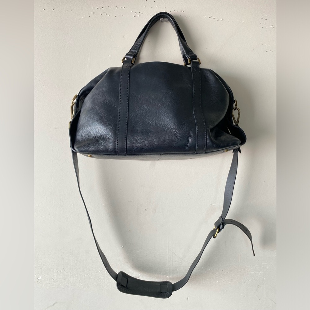 Madewell The Glasgow Satchel Black Pebbled Leather Duffel Bag Monogram JMD - Picture 3 of 15